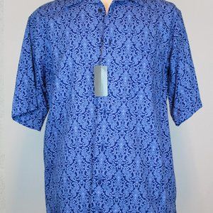 Daniel Cremieux Short-Sleeve Cotton Blend Printed Button Down Shirt M NWT